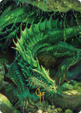 Lurking Green Dragon Art Card (Gold-Stamped Signature) [Commander Legends: Battle for Baldur's Gate Art Series] | Jack's On Queen