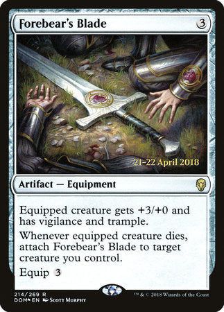 Forebear's Blade [Dominaria Promos] | Jack's On Queen