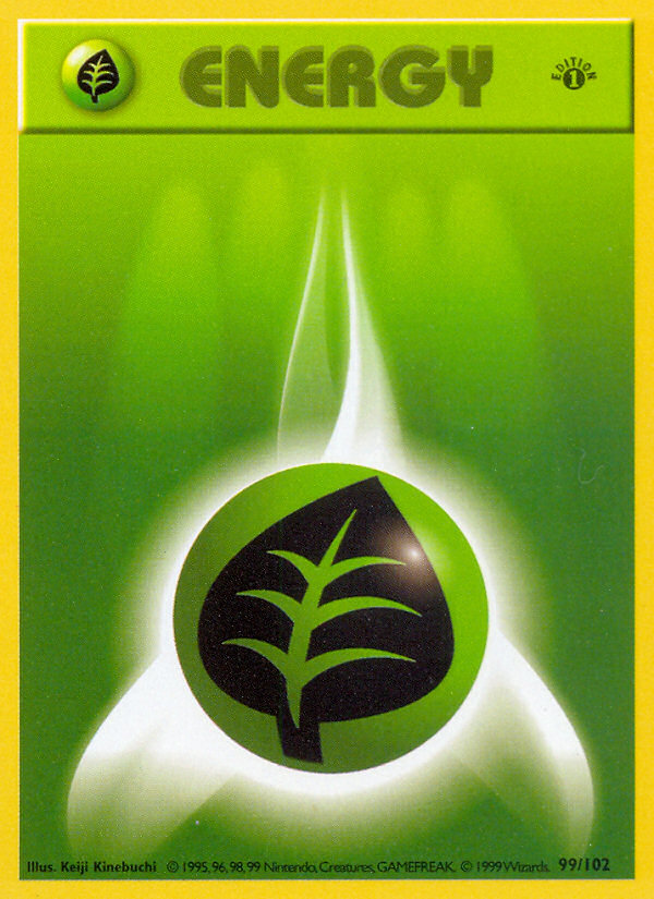 Grass Energy (99/102) (Shadowless) [Base Set 1st Edition] | Jack's On Queen