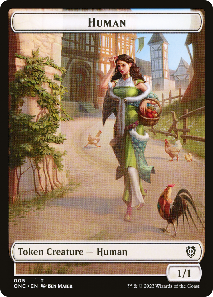 Human // Spirit Double-Sided Token [Phyrexia: All Will Be One Commander Tokens] | Jack's On Queen