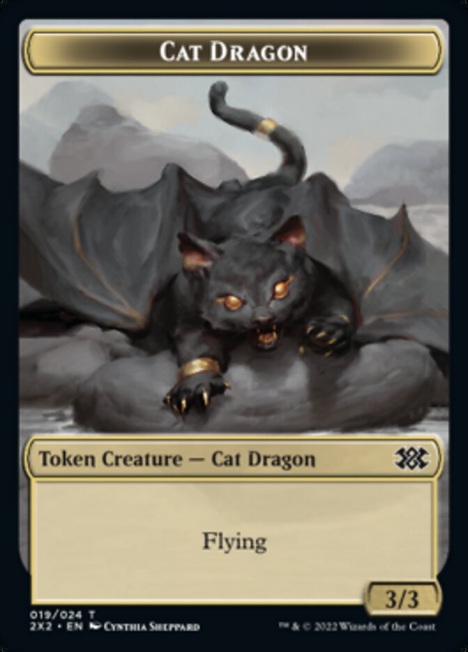 Cat Dragon // Soldier Double-sided Token [Double Masters 2022 Tokens] | Jack's On Queen
