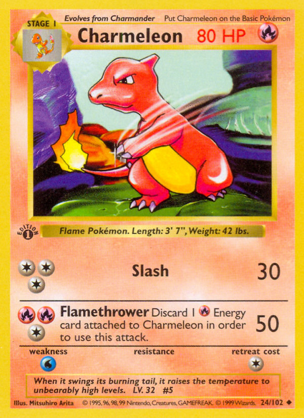 Charmeleon (24/102) (Shadowless) [Base Set 1st Edition] | Jack's On Queen
