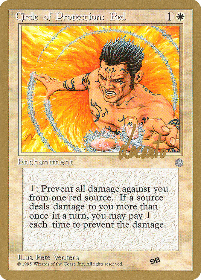 Circle of Protection: Red (Michael Loconto) (SB) (ICE) [Pro Tour Collector Set] | Jack's On Queen