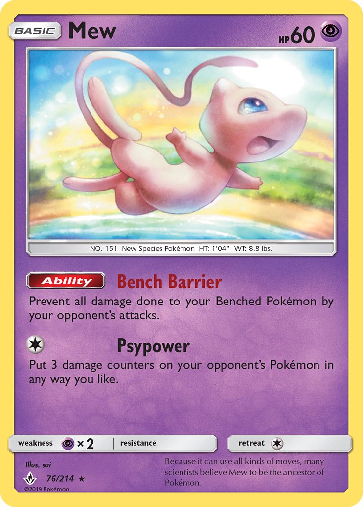 Mew (76/214) (Theme Deck Exclusive) [Sun & Moon: Unbroken Bonds] | Jack's On Queen