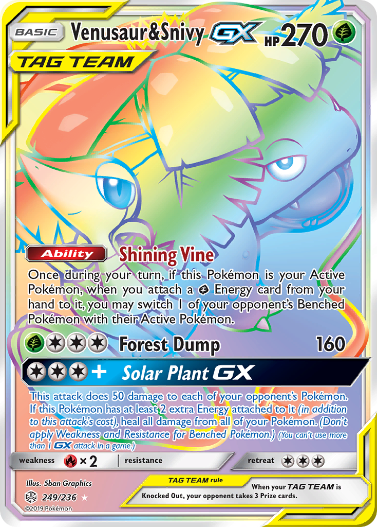 Venusaur & Snivy GX (249/236) [Sun & Moon: Cosmic Eclipse] | Jack's On Queen