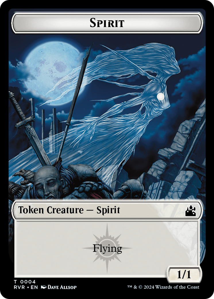 Elf Knight // Spirit (0004) Double-Sided Token [Ravnica Remastered Tokens] | Jack's On Queen