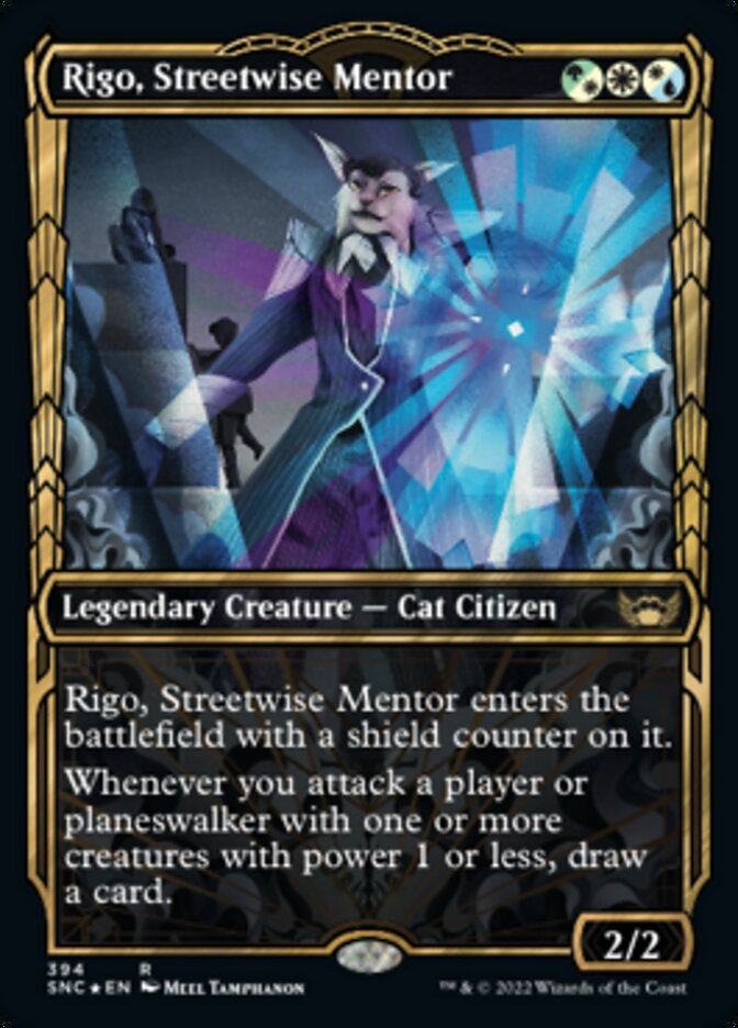 Rigo, Streetwise Mentor (Showcase Golden Age Gilded Foil) [Streets of New Capenna] | Jack's On Queen