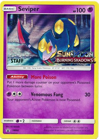 Seviper (SM46) (Staff Prerelease Promo) [Sun & Moon: Black Star Promos] | Jack's On Queen