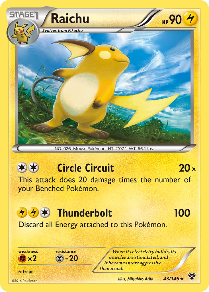 Raichu (43/146) (Battle Arena Deck Exclusive) (Theme Deck Exclusive) [XY: Base Set] | Jack's On Queen