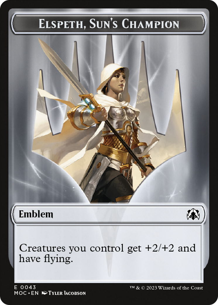 Warrior // Elspeth, Sun's Champion Emblem Double-Sided Token [March of the Machine Commander Tokens] | Jack's On Queen