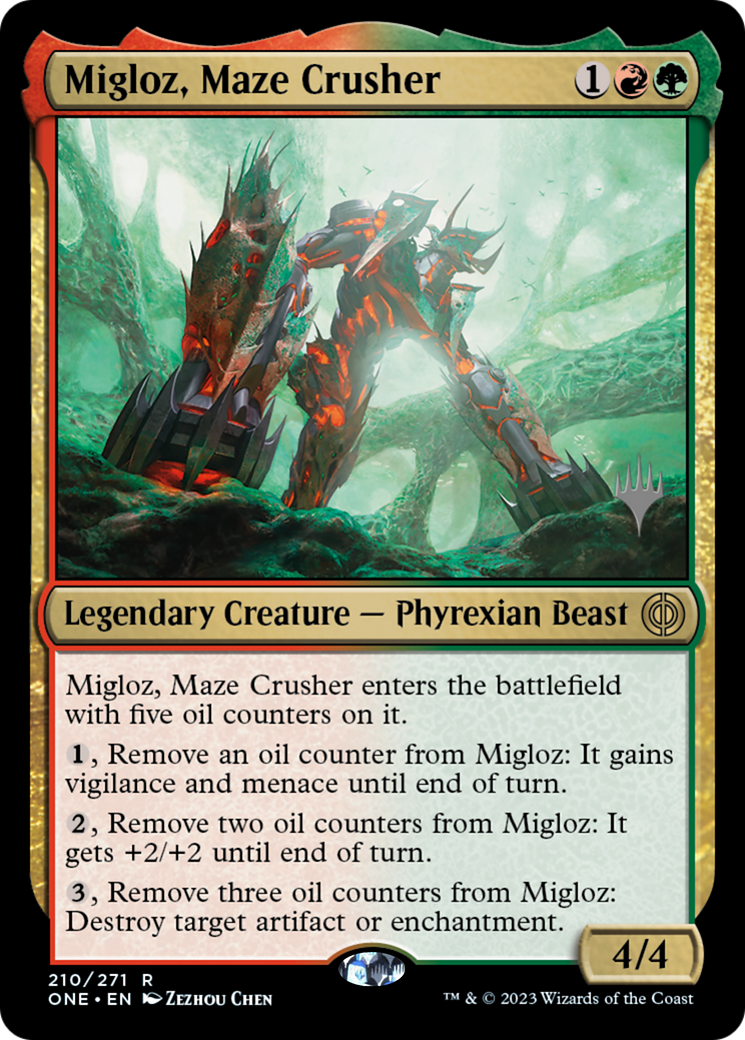 Migloz, Maze Crusher (Promo Pack) [Phyrexia: All Will Be One Promos] | Jack's On Queen