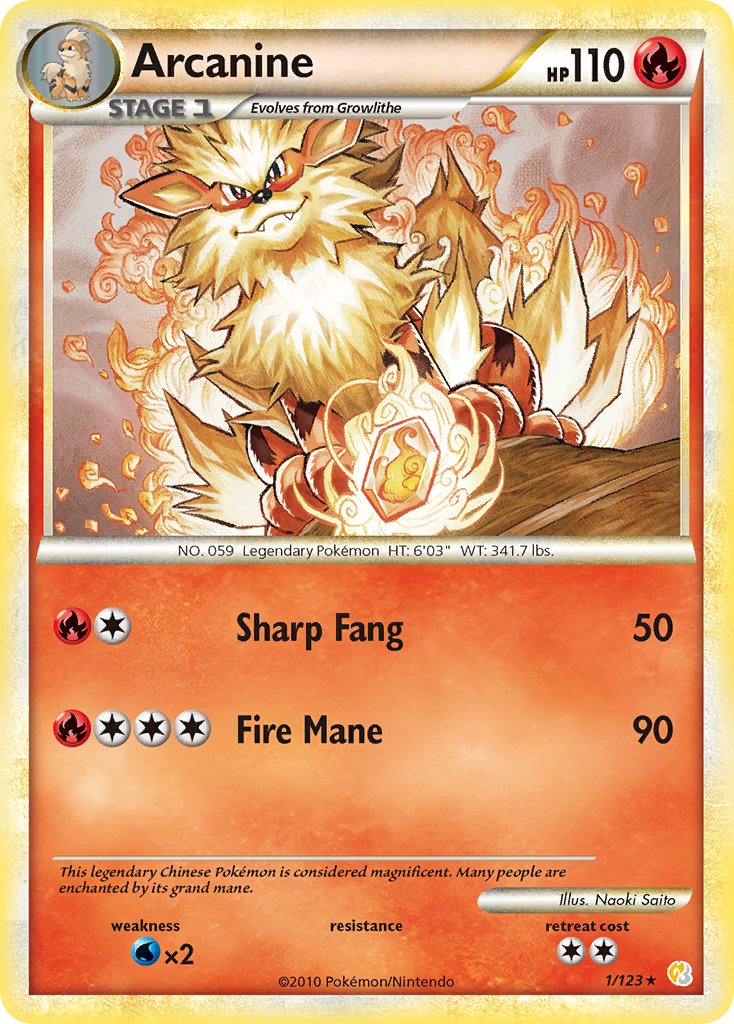 Arcanine (1/123) (Theme Deck Exclusive) [HeartGold & SoulSilver: Base Set] | Jack's On Queen