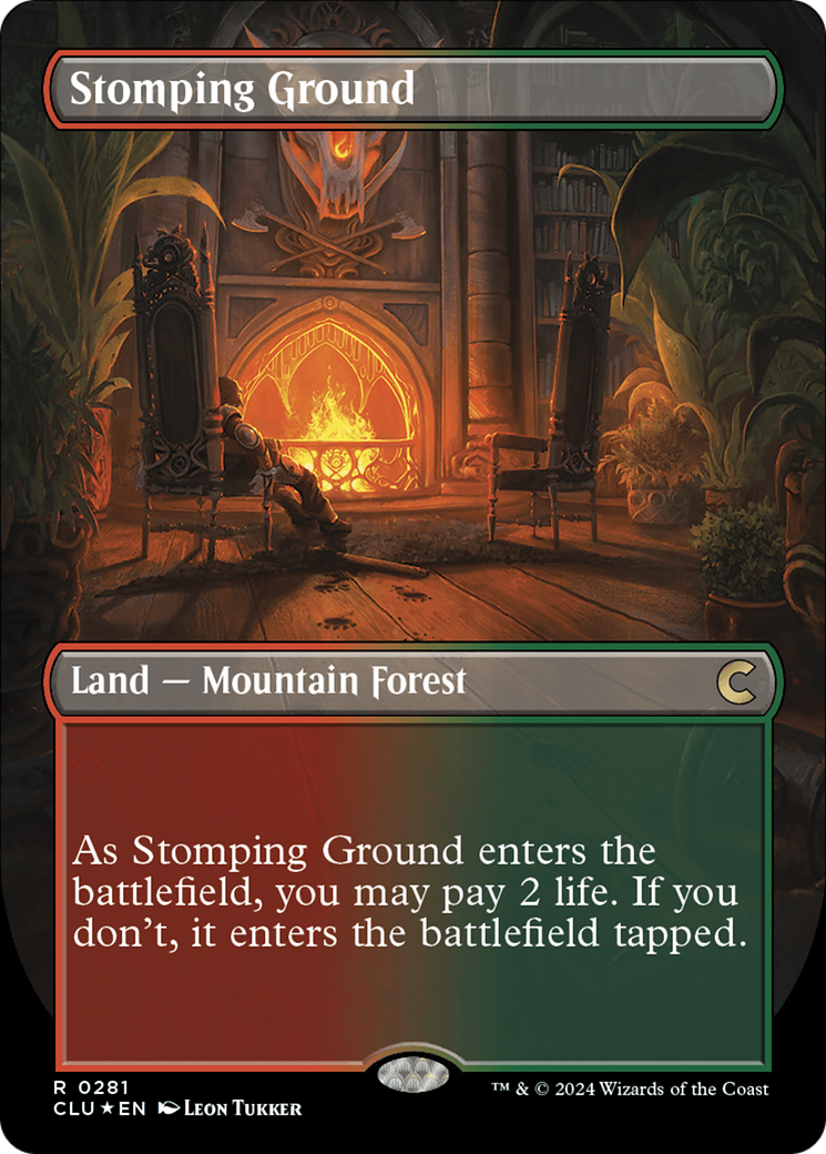 Stomping Ground (Borderless) [Ravnica: Clue Edition] | Jack's On Queen