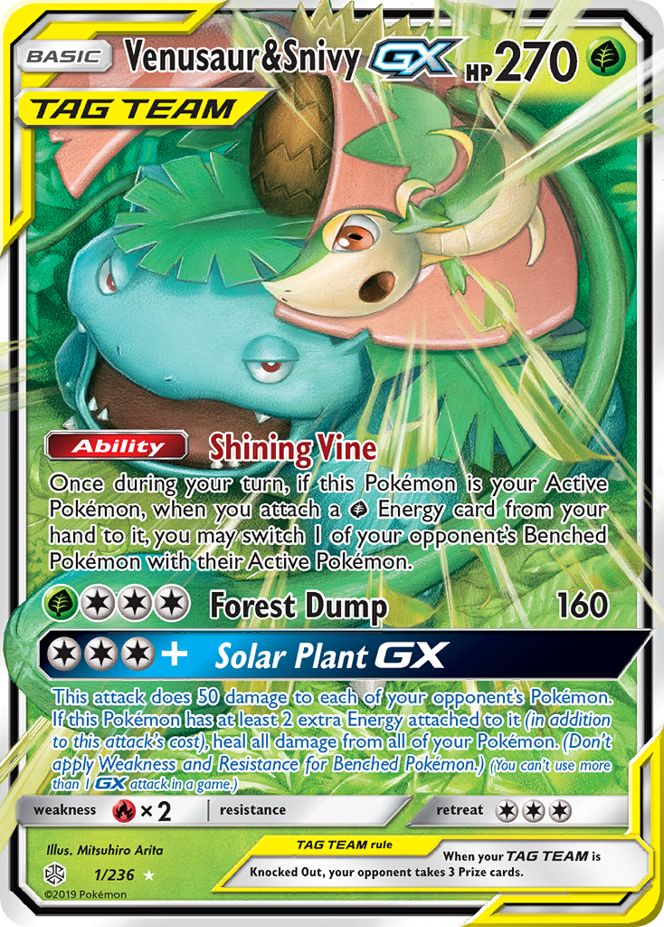 Venusaur & Snivy GX (1/236) [Sun & Moon: Cosmic Eclipse] | Jack's On Queen