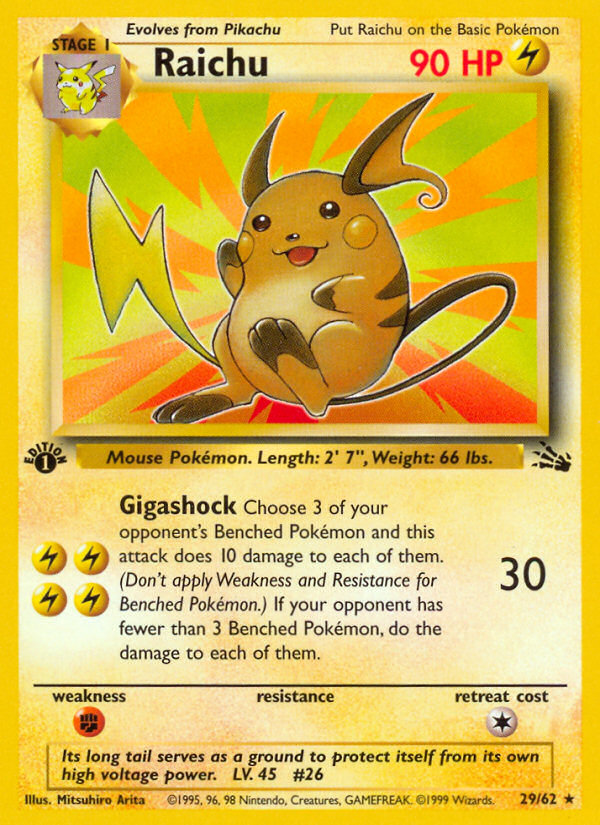 Raichu (29/62) [Fossil 1st Edition] | Jack's On Queen