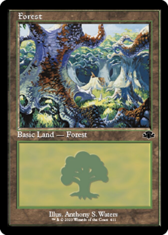 Forest (411) (Retro) [Dominaria Remastered] | Jack's On Queen