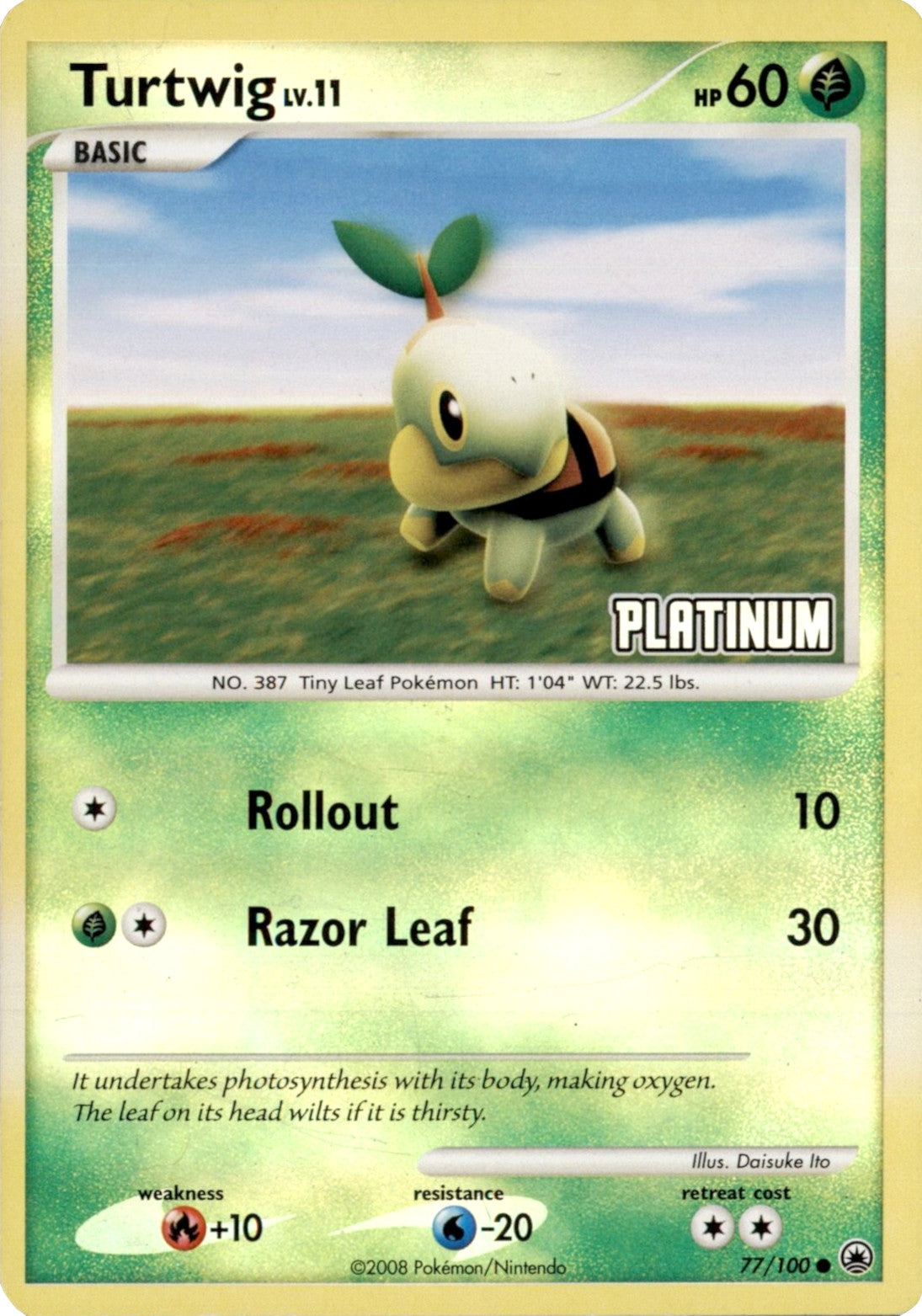 Turtwig LV.11 (77/100) (Platinum) [Burger King Promos: 2008 Collection] | Jack's On Queen