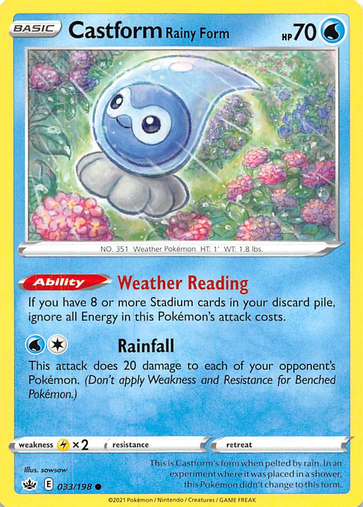 Castform Rainy Form (033/198) [Sword & Shield: Chilling Reign] | Jack's On Queen