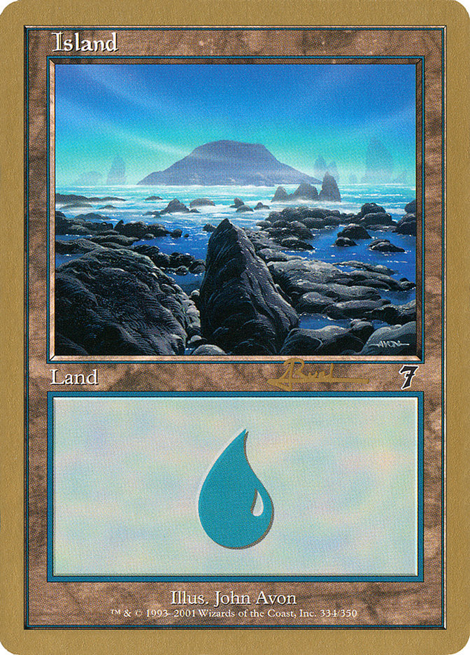 Island (ar334) (Antoine Ruel) [World Championship Decks 2001] | Jack's On Queen