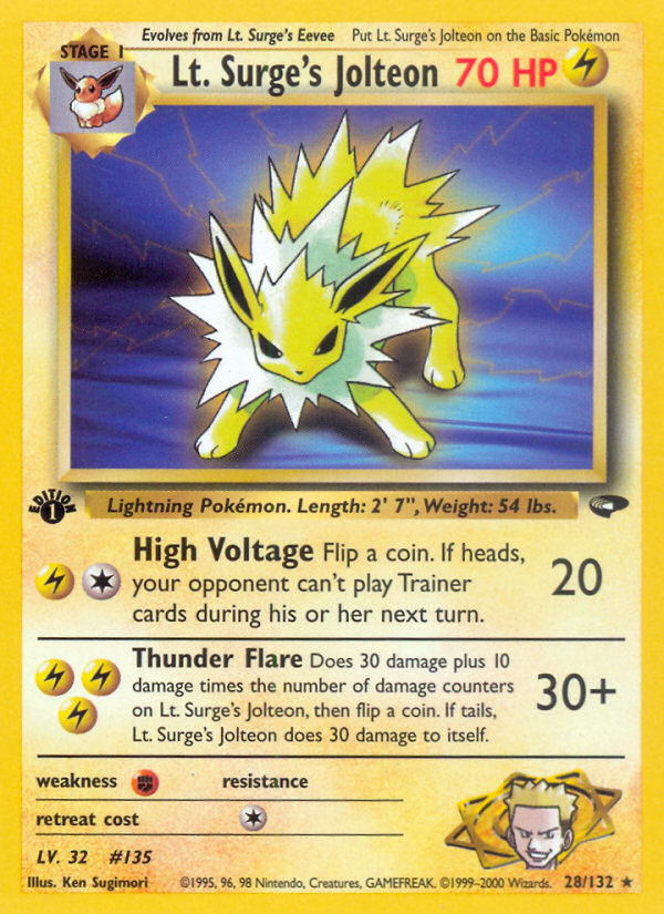 Lt. Surge's Jolteon (28/132) [Gym Challenge 1st Edition] | Jack's On Queen