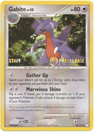 Gabite (48/123) (Staff Prerelease Promo) [Diamond & Pearl: Black Star Promos] | Jack's On Queen