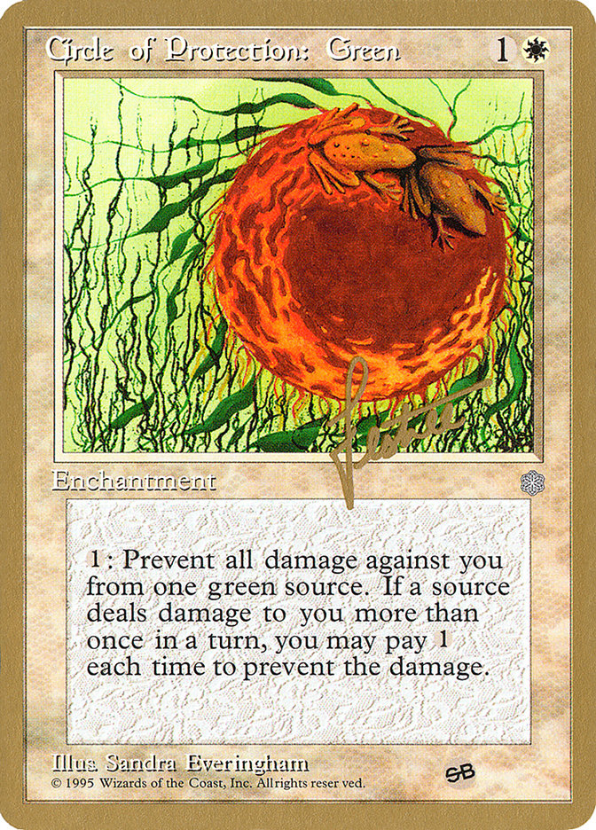 Circle of Protection: Green (Bertrand Lestree) (SB) (ICE) [Pro Tour Collector Set] | Jack's On Queen