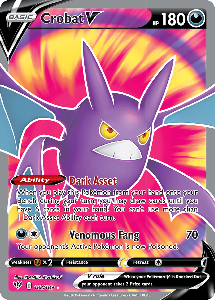 Crobat V (182/189) [Sword & Shield: Darkness Ablaze] | Jack's On Queen