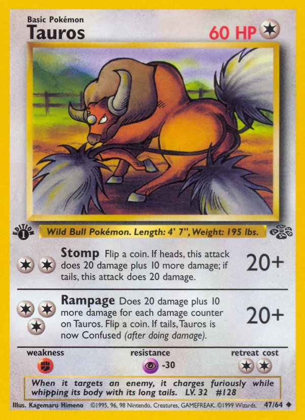 Tauros (47/64) [Jungle 1st Edition] | Jack's On Queen