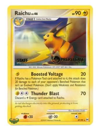 Raichu (27/99) (Staff Prerelease Promo) [Nintendo: Black Star Promos] | Jack's On Queen