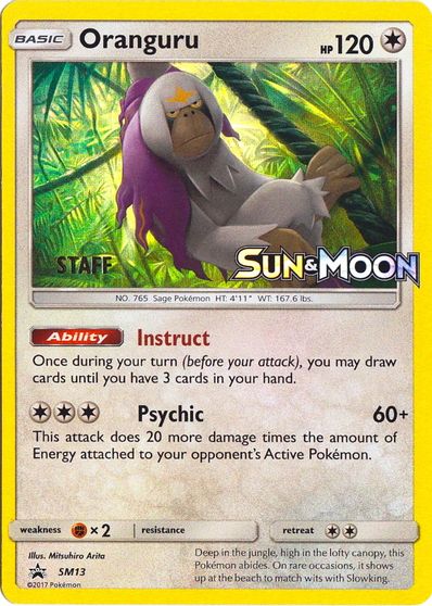 Oranguru (SM13) (Staff Prerelease Promo) [Sun & Moon: Black Star Promos] | Jack's On Queen