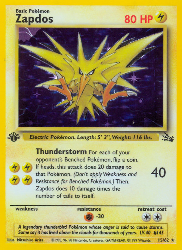Zapdos (15/62) [Fossil 1st Edition] | Jack's On Queen
