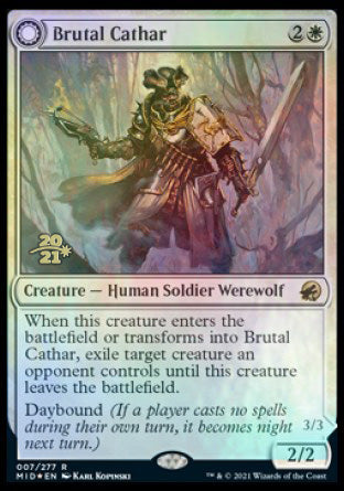 Brutal Cathar // Moonrage Brute [Innistrad: Midnight Hunt Prerelease Promos] | Jack's On Queen