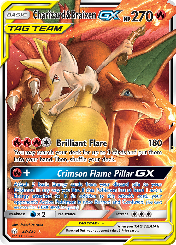 Charizard & Braixen GX (22/236) [Sun & Moon: Cosmic Eclipse] | Jack's On Queen