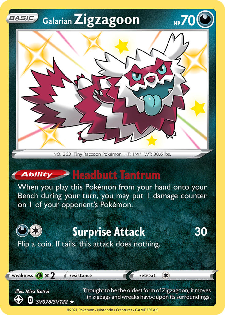 Galarian Zigzagoon (SV078/SV122) [Sword & Shield: Shining Fates] | Jack's On Queen