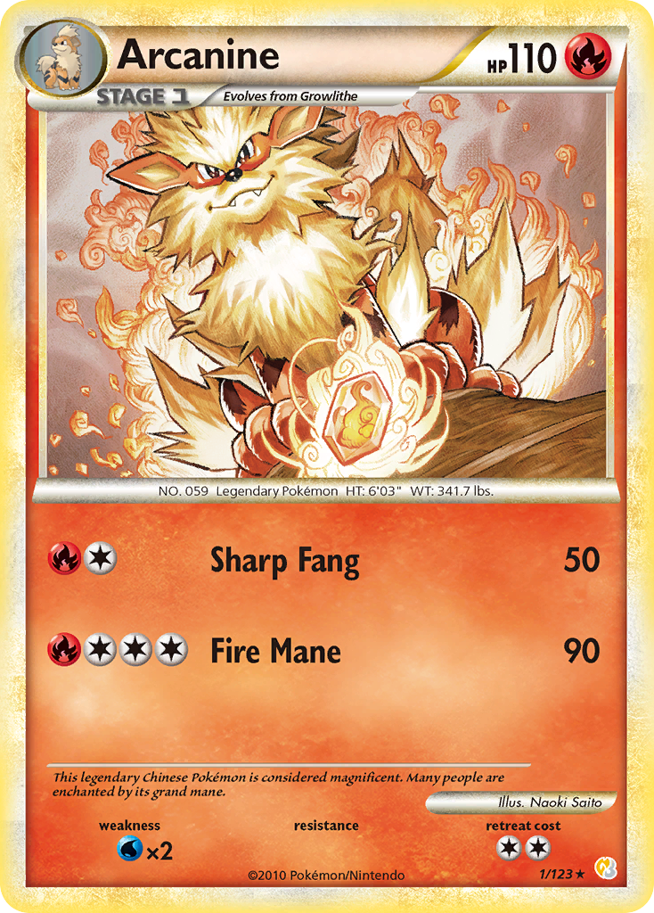 Arcanine (1/123) [HeartGold & SoulSilver: Base Set] | Jack's On Queen