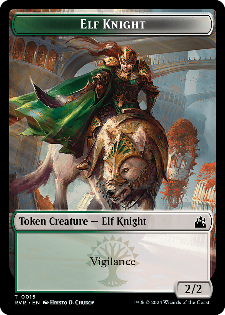 Elf Knight // Dragon Double-Sided Token [Ravnica Remastered Tokens] | Jack's On Queen