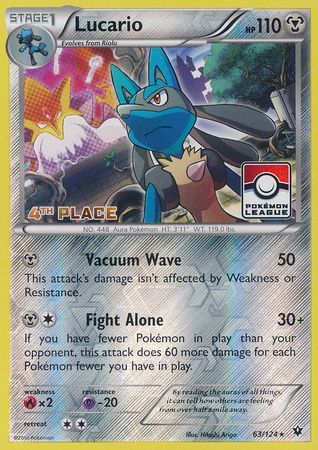 Lucario (63/124) (League Promo 4th Place) [XY: Fates Collide] | Jack's On Queen