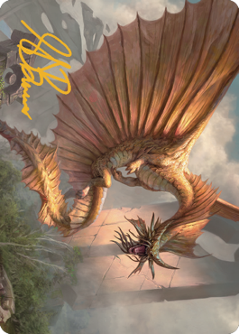 Ancient Gold Dragon Art Card (28) (Gold-Stamped Signature) [Commander Legends: Battle for Baldur's Gate Art Series] | Jack's On Queen