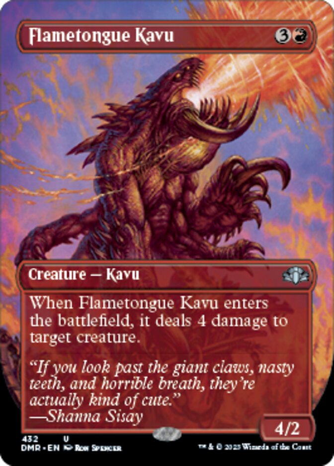 Flametongue Kavu (Borderless Alternate Art) [Dominaria Remastered] | Jack's On Queen