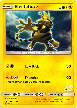 Electabuzz (43/156) (Pikachu Stamp #58) [Battle Academy 2020] | Jack's On Queen