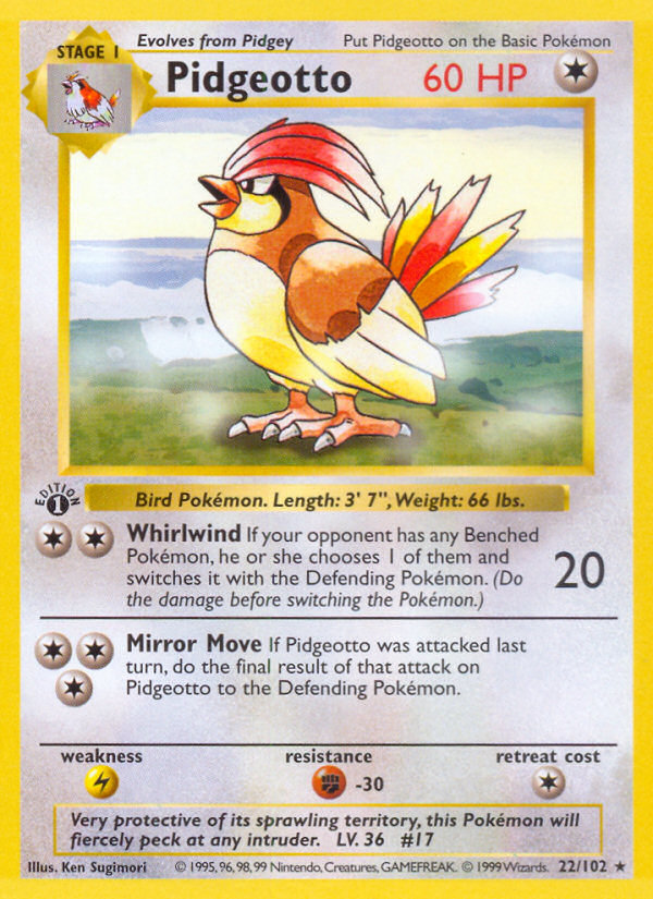 Pidgeotto (22/102) (Shadowless) [Base Set 1st Edition] | Jack's On Queen