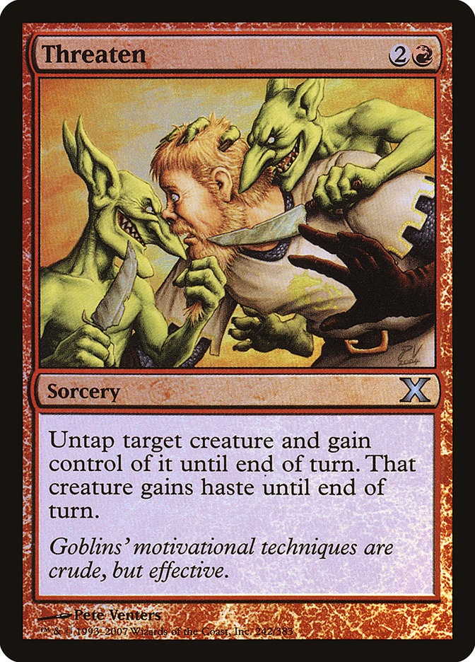 Threaten (Premium Foil) [Tenth Edition] | Jack's On Queen