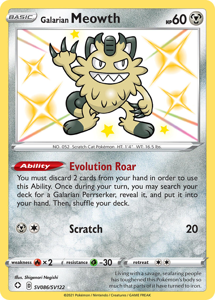 Galarian Meowth (SV086/SV122) [Sword & Shield: Shining Fates] | Jack's On Queen