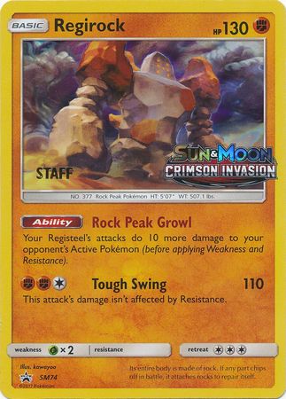 Regirock (SM74) (Staff Prerelease Promo) [Sun & Moon: Black Star Promos] | Jack's On Queen