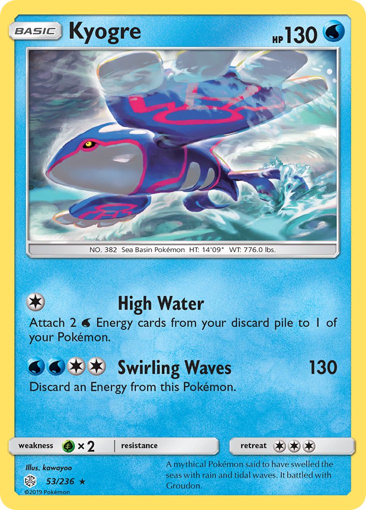 Kyogre (53/236) (Cracked Ice Holo) (Theme Deck Exclusive) [Sun & Moon: Cosmic Eclipse] | Jack's On Queen