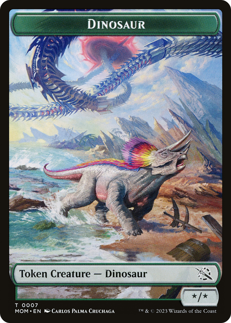 Phyrexian Myr // Dinosaur Double-Sided Token [March of the Machine Tokens] | Jack's On Queen
