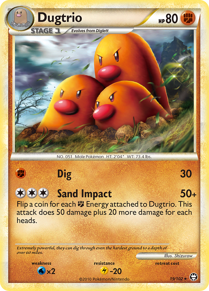 Dugtrio (19/102) [HeartGold & SoulSilver: Triumphant] | Jack's On Queen