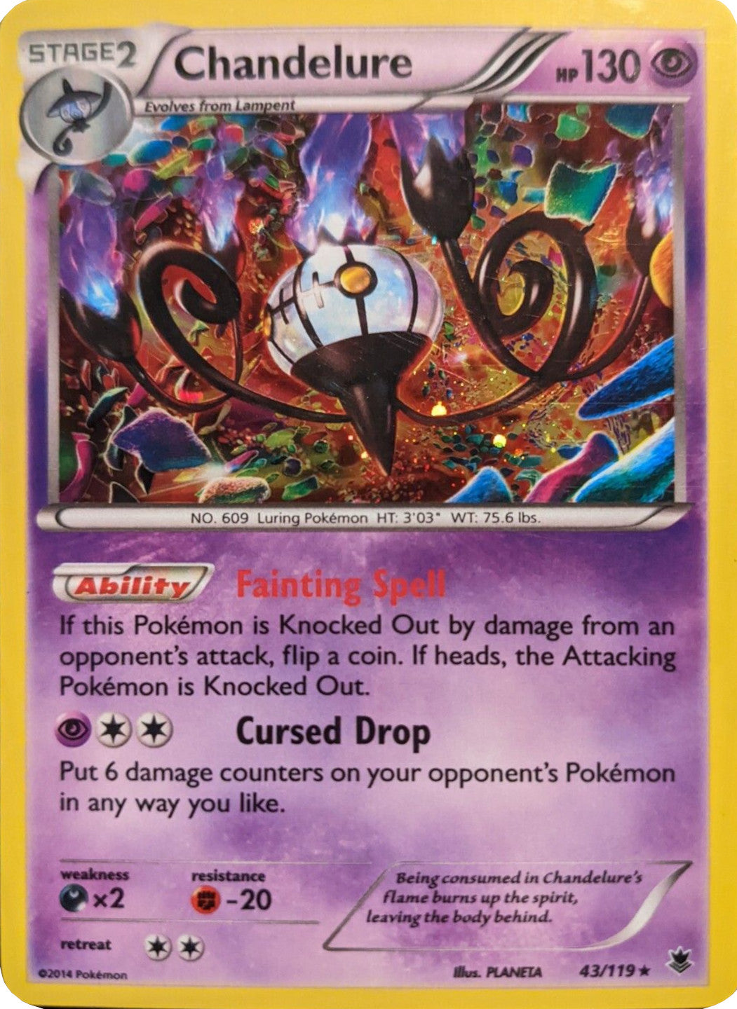 Chandelure (43/119) (Cosmos Holo) [XY: Phantom Forces] | Jack's On Queen