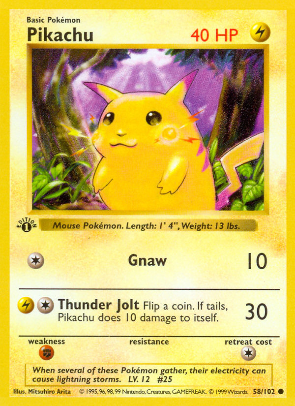 Pikachu (58/102) (Shadowless) [Base Set 1st Edition] | Jack's On Queen