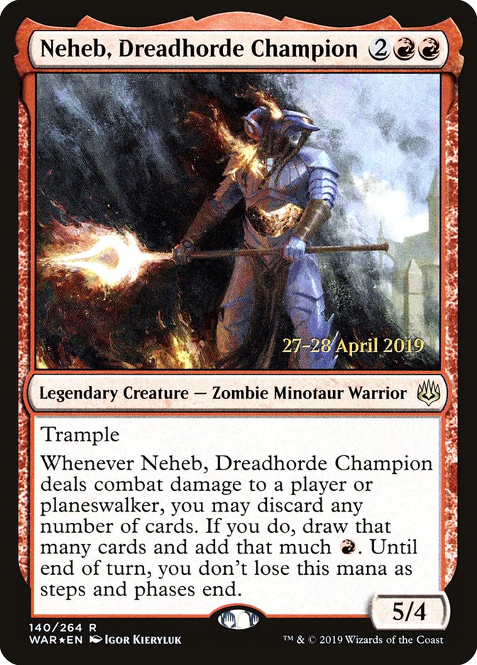 Neheb, Dreadhorde Champion  [War of the Spark Prerelease Promos] | Jack's On Queen